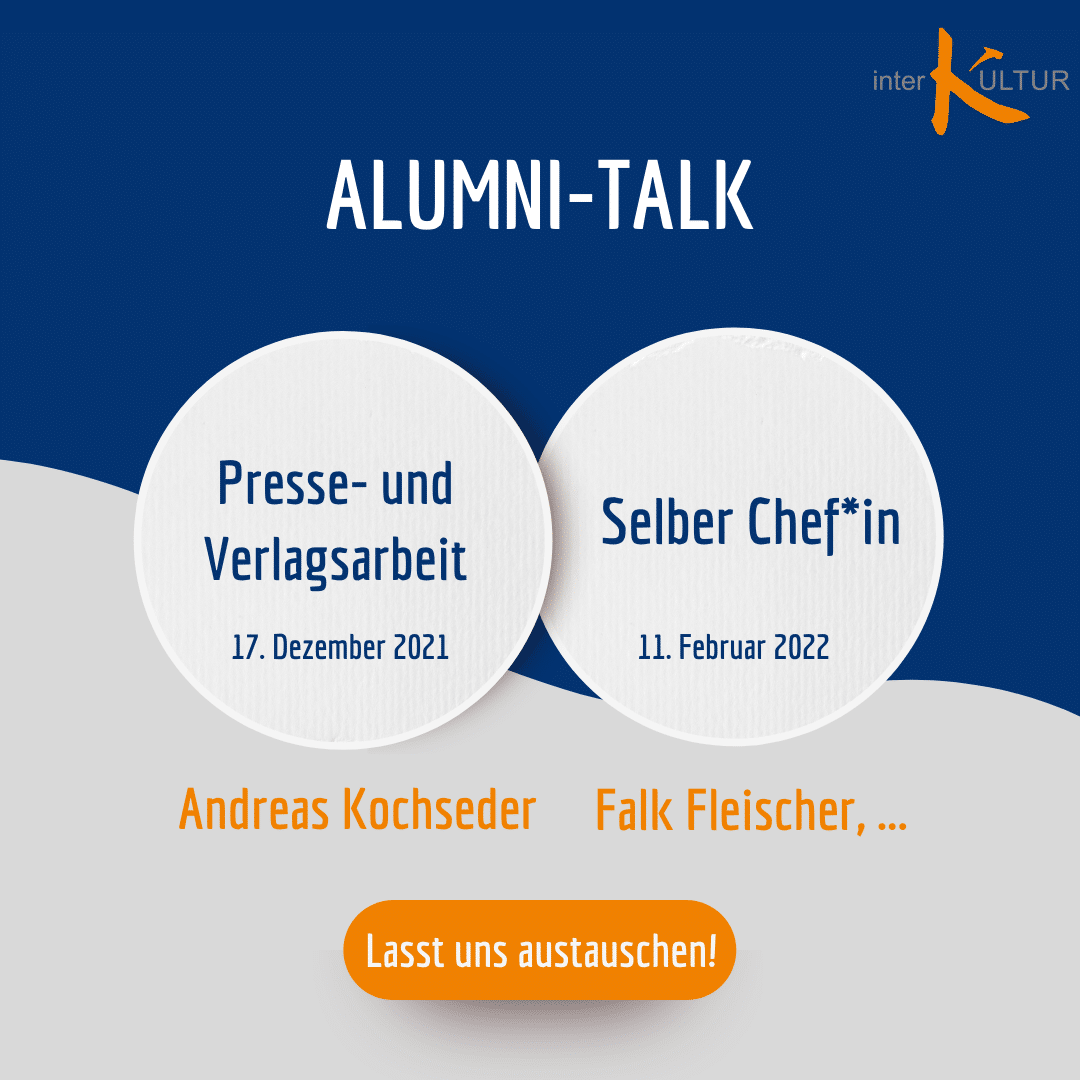 Zweimal Alumni-Talk: Presse- und Verlagsarbeit und Selber Chef*in